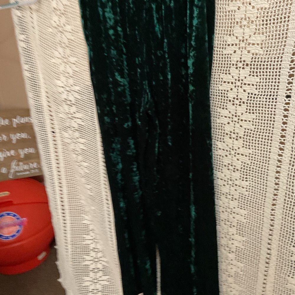 NWT Oddi Oddy Emerald Green Crushed Velvet Wide Leg Slit Leg pants 2X - Picture 5 of 8